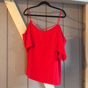 Red off the shoulder blouse